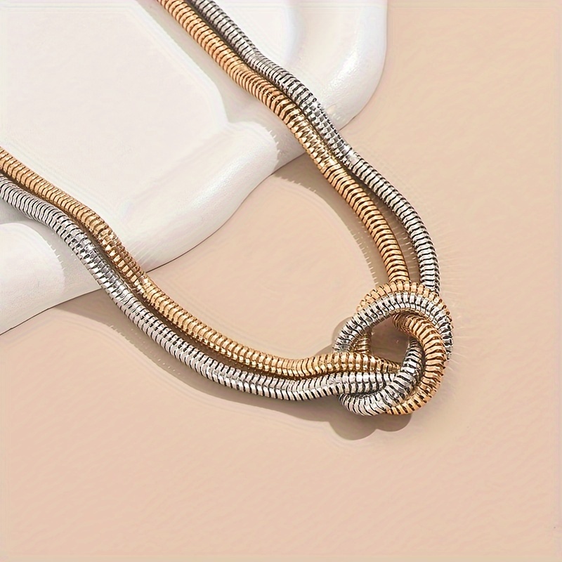 Layered Spiral Snake Chain Necklace Geometric Knot Iron Choker